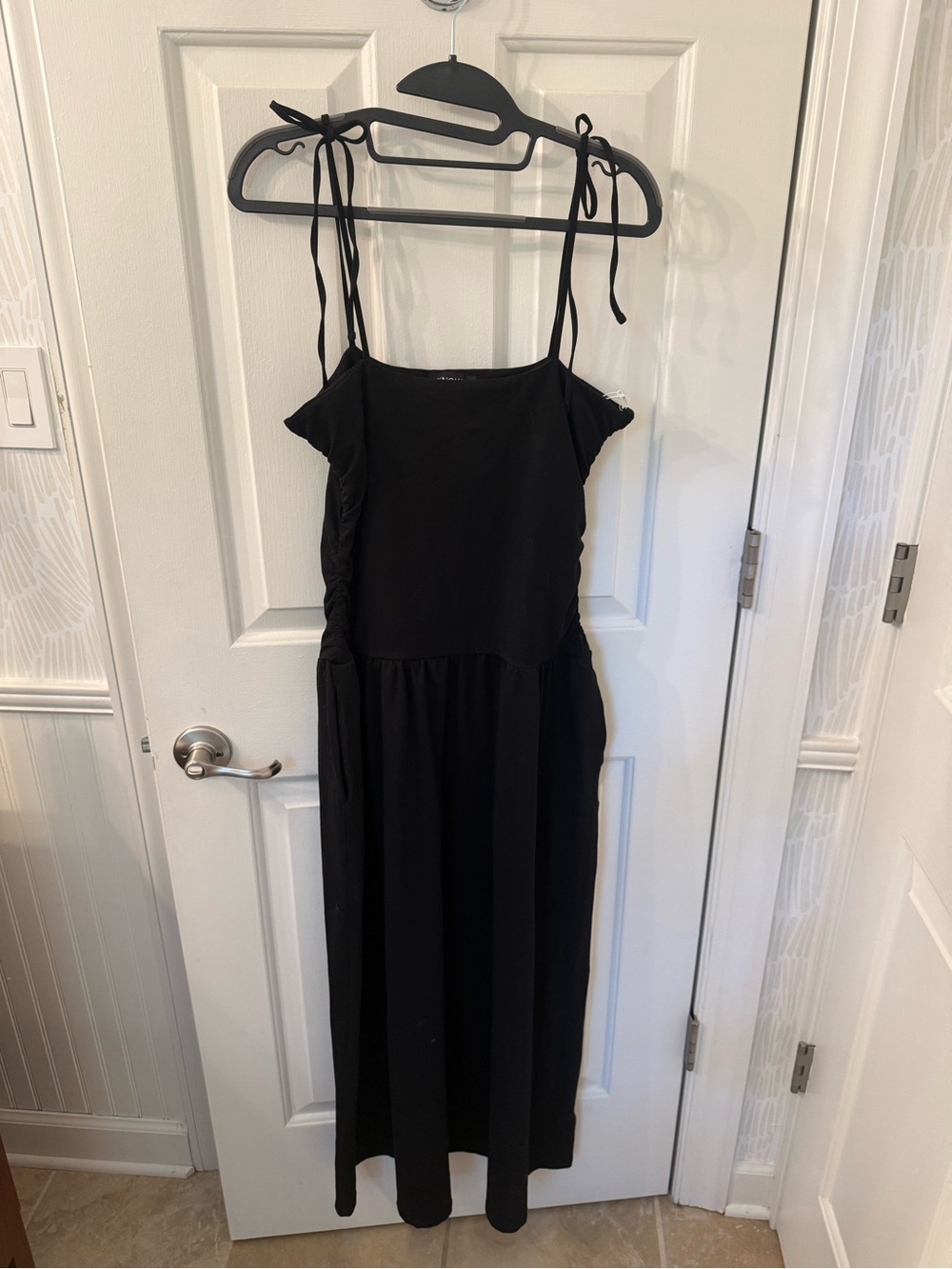 Known Supply Scarlett Black Tie-Shoulder Dress Organic Cotton